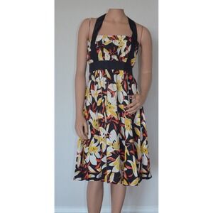 Anthropologie Moulinette Soeurs Mayflower Floral Silk Halter Retro Tea Dress 4
